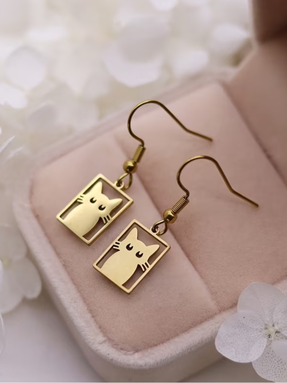 Cat Silhouette Drop Earrings